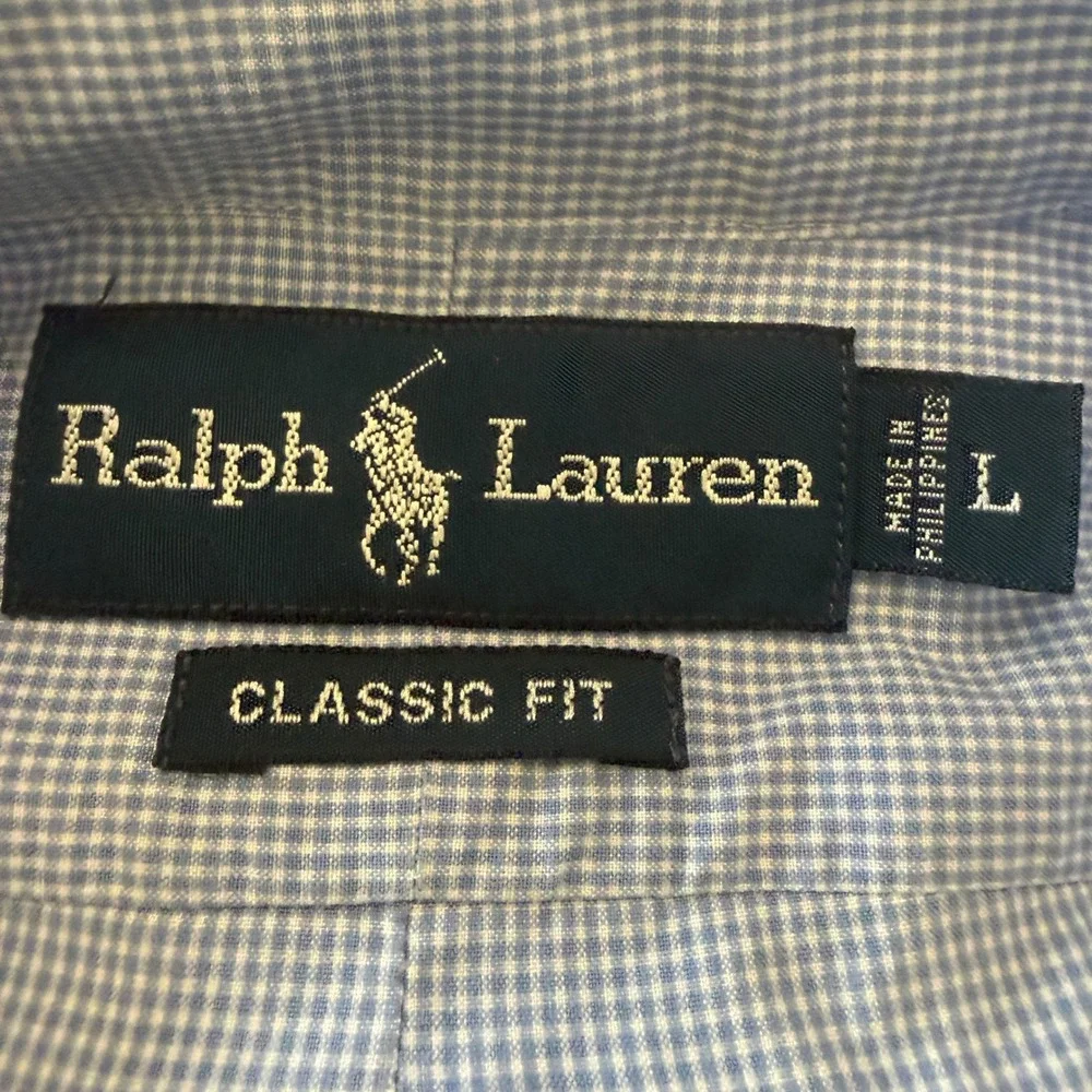 Polo Ralph Lauren Mens Classic Fit Gingham Check Pink Pony Short Sleeve Shirt L